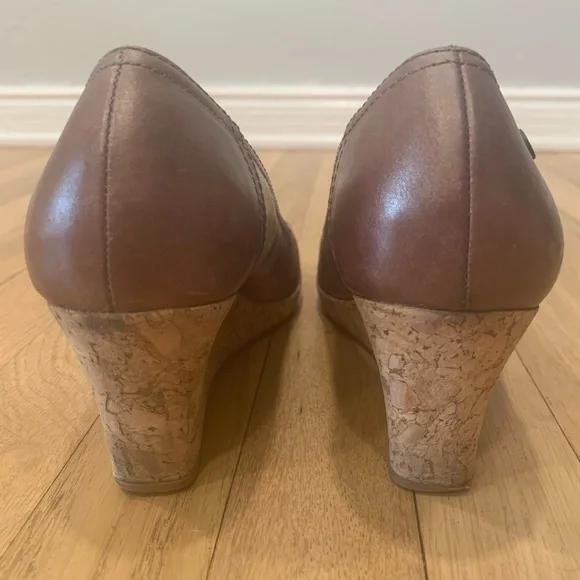 Nurture Peep Toe Metallic Cork Wedges - Picture 7 of 14